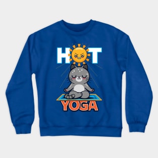 Hot Yoga Funny Summer Cat Crewneck Sweatshirt